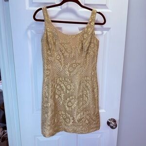 NWT Lilly Pulitzer Gold Paisley Lace Dress